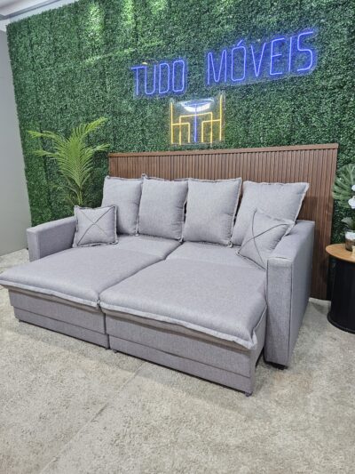 Sofá Cama Retrátil Reclinável em linho 10x de R$429,90
