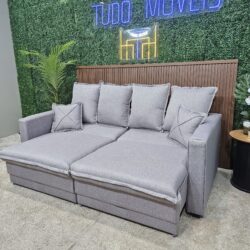 Sofá Cama Retrátil Reclinável em linho