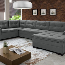 Sofá de Canto Formato U com Pillowtop nos Assento e nos Braços 12x de R$549,92