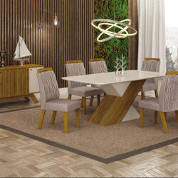 Conjunto de Jantar Mesa Canto Copo com Tampo em Vidro