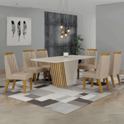 Conjunto de Jantar Mesa Canto Copo com Tampo em Vidro