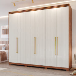 Roupeiro Casal 100% MDF 6 Portas com Espelho Interno.