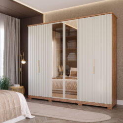 Roupeiro Casal 100% MDF com Portas em Vidro Reflecta