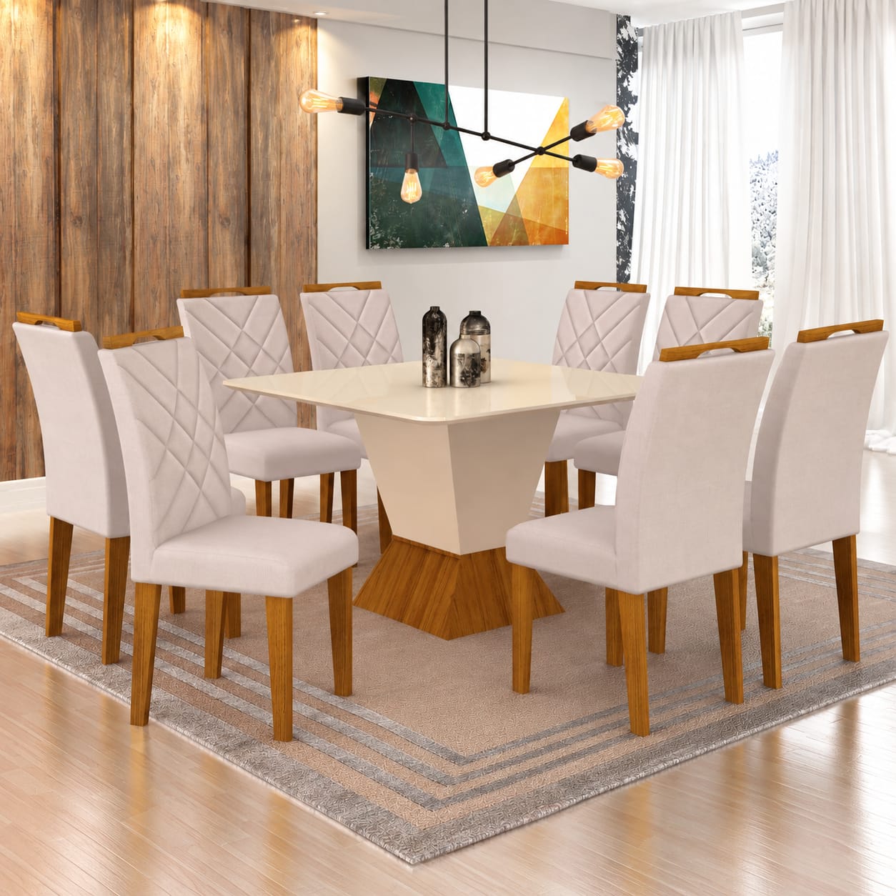 Conjunto de Jantar mesa Canto Copo com Tampo de Vidro - Imagem 2