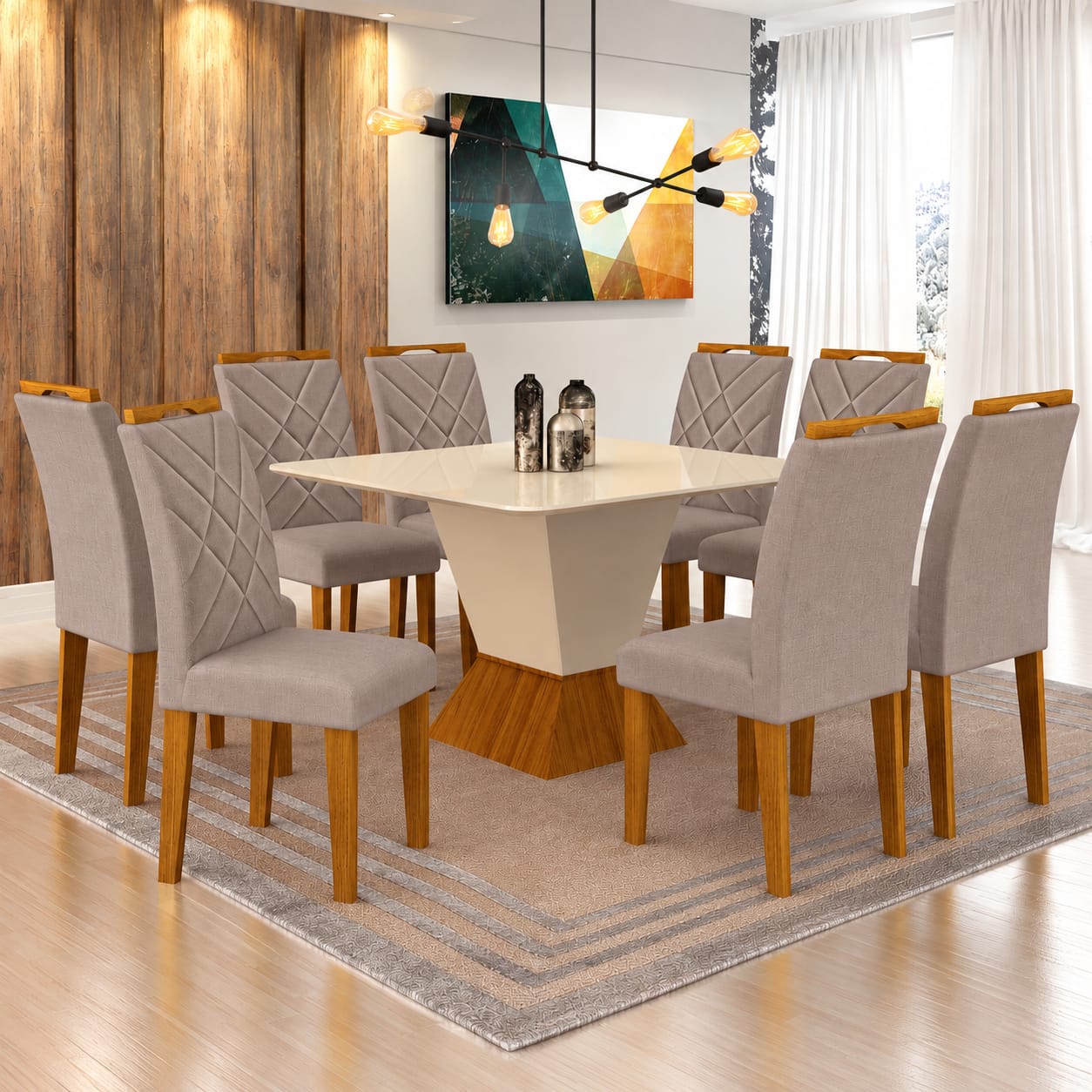 Conjunto de Jantar mesa Canto Copo com Tampo de Vidro - Imagem 3