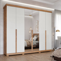Roupeiro Casal 100% MDF com Espelhos e 6 Portas