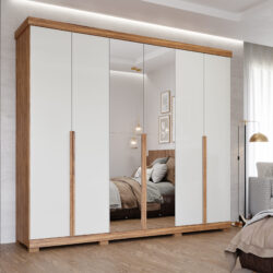 Roupeiro Casal 100% MDF com Espelhos e 6 Portas