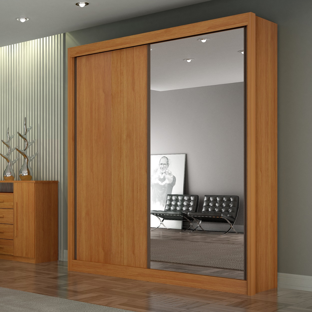 Roupeiro Casal 100%  MDF com 1 Porta Espelhada - Imagem 2