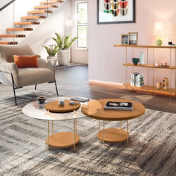 Conjunto de Mesa de Centro com Pés em Metal Dourado