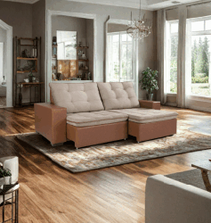 Sofá Retrátil Reclinável com Pillowtop no Assento.