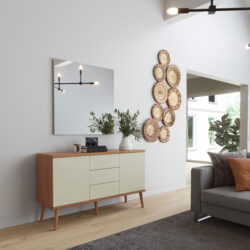 Buffet 100% MDF | 2 Portas + 3 Gavetas + Pés em Madeira.