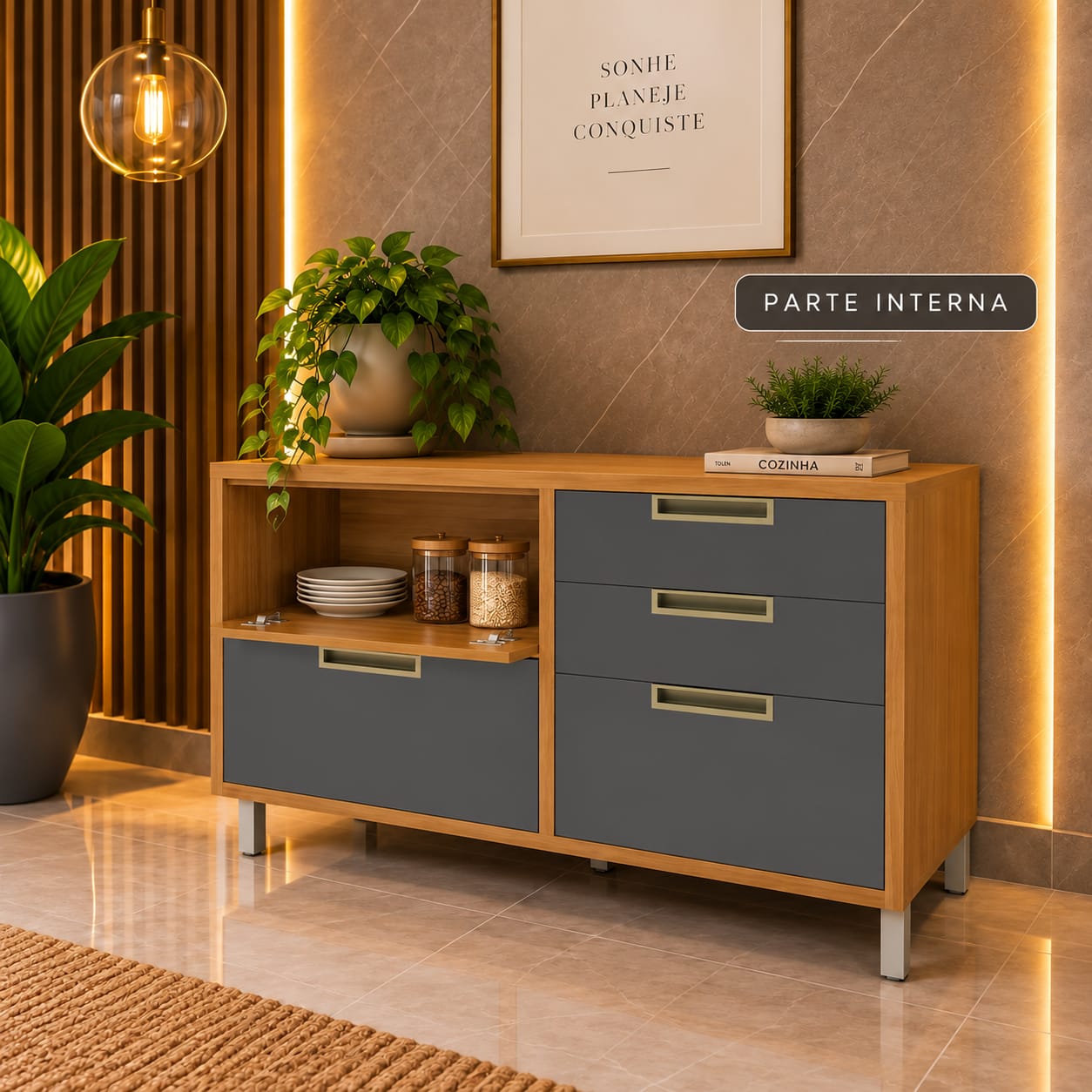 Balcão 1 Porta e 4 Gavetas – 100% MDF - Imagem 3