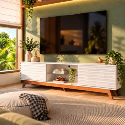 Rack 100% MDF com 2 Portas de Correr 10x de R$139,90.