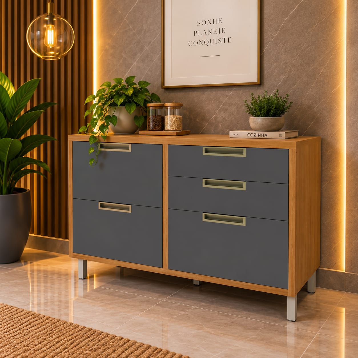 Balcão 1 Porta e 4 Gavetas – 100% MDF - Imagem 2