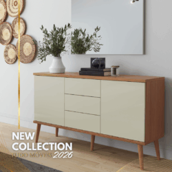 Buffet 100% MDF | 2 Portas + 3 Gavetaas + Pés em Madeira.