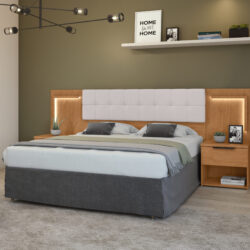Cabeceira Queen Size com LED e 2 Mesas de cabeceira.