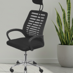 Cadeira Diretor em Tela Mesh com Encosto de Cabeça.