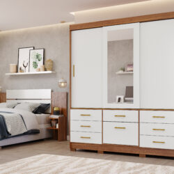 ROUPEIRO COM ESPELHO CENTRAL | 3 PORTAS DE CORRER + PORTA BASCULANTE