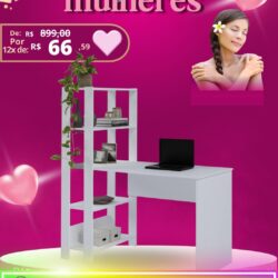 Escrivaninha com Armário Acoplado Por 12x de R$ 66,59 sem juros