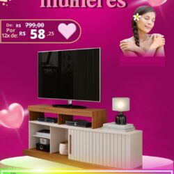 Rack com Rodinhas para TV até 47” Por 12x de R$ 58,25 sem juros