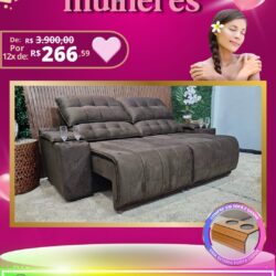 Sofá Retrátil e reclinável, com porta copos e entrada USB, conforto e tecnologia para sua sala. Por 12x de R$ 266,59 sem juros