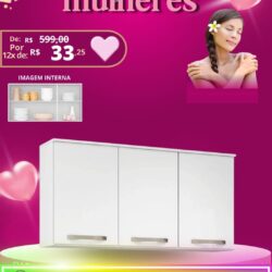 Armário Aéreo Suspenso – 3 Portas Por 12x de R$ 33,25 sem juros