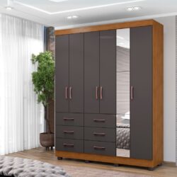ROUPEIRO CASAL 100% MDF COM ESPELHO 6 PORTAS E 6 GAVETAS 10x de R$ 239,90.
