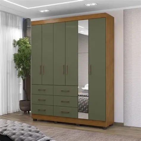 ROUPEIRO CASAL 100% MDF COM ESPELHO 6 PORTAS E 6 GAVETAS - Imagem 5