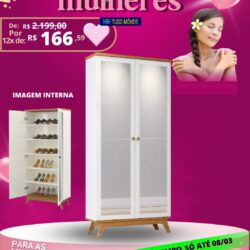 Sapateira Retrô com 2 Portas Espelhadas