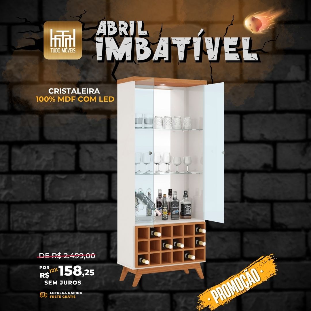 CRISTALEIRA 100% MDF COM LED