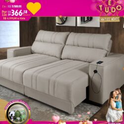 SOFÁ RETRÁTIL E RECLINÁVEL - 4 LUGARES  COM USB E MOLAS