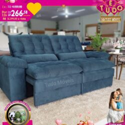SOFÁ RETRÁTIL E RECLINÁVEL - 4 LUGARES  COM 2 ALMOFADAS ROLINHO