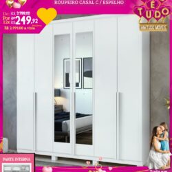 GUARDA-ROUPA CASAL 100% MDF | 6 PORTAS | 4 GAVETAS
