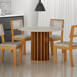 CONJUNTO DE JANTAR MESA REDONDA COM 4 CADEIRAS