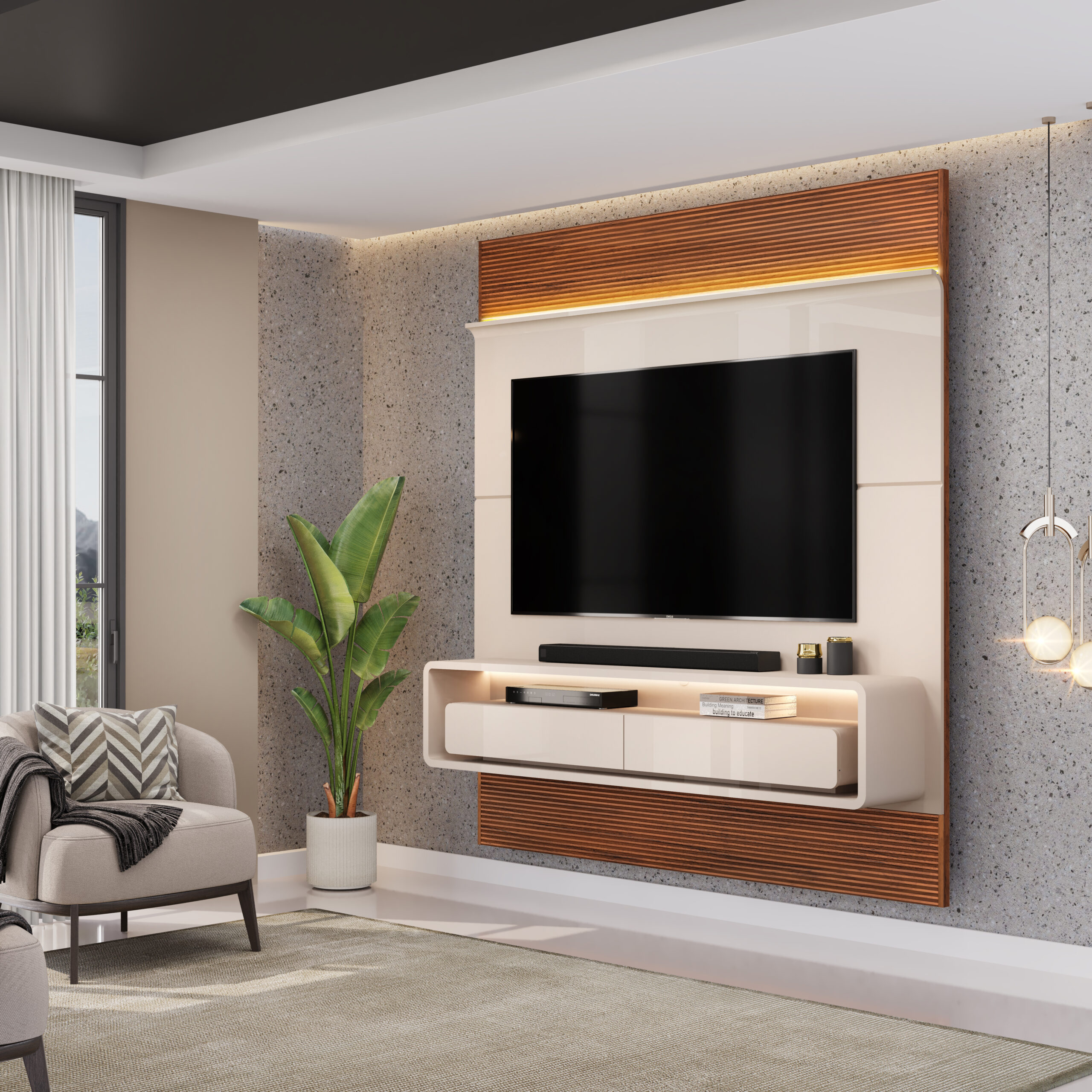 PAINEL 100% MDF 2 GAVETAR PARA TV'S ATÉ 70"