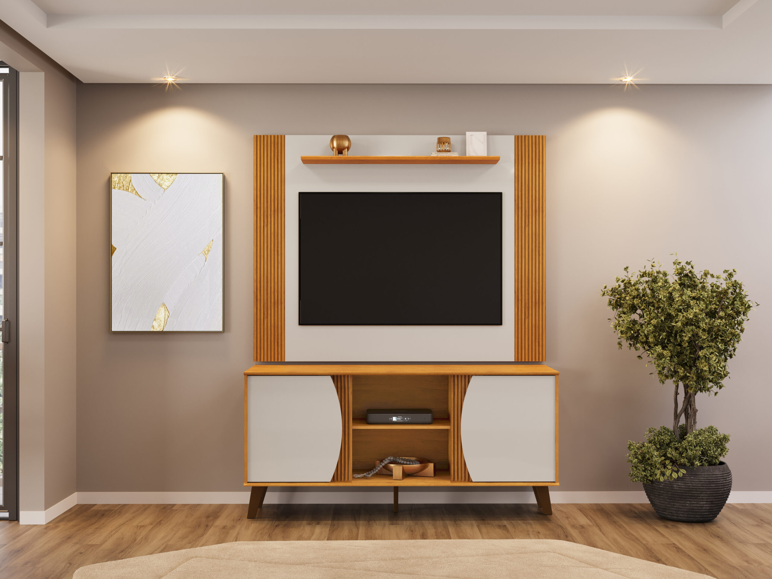 RACK COM PAINEL 2 PORTAS PARA TV'S ATÉ 60"