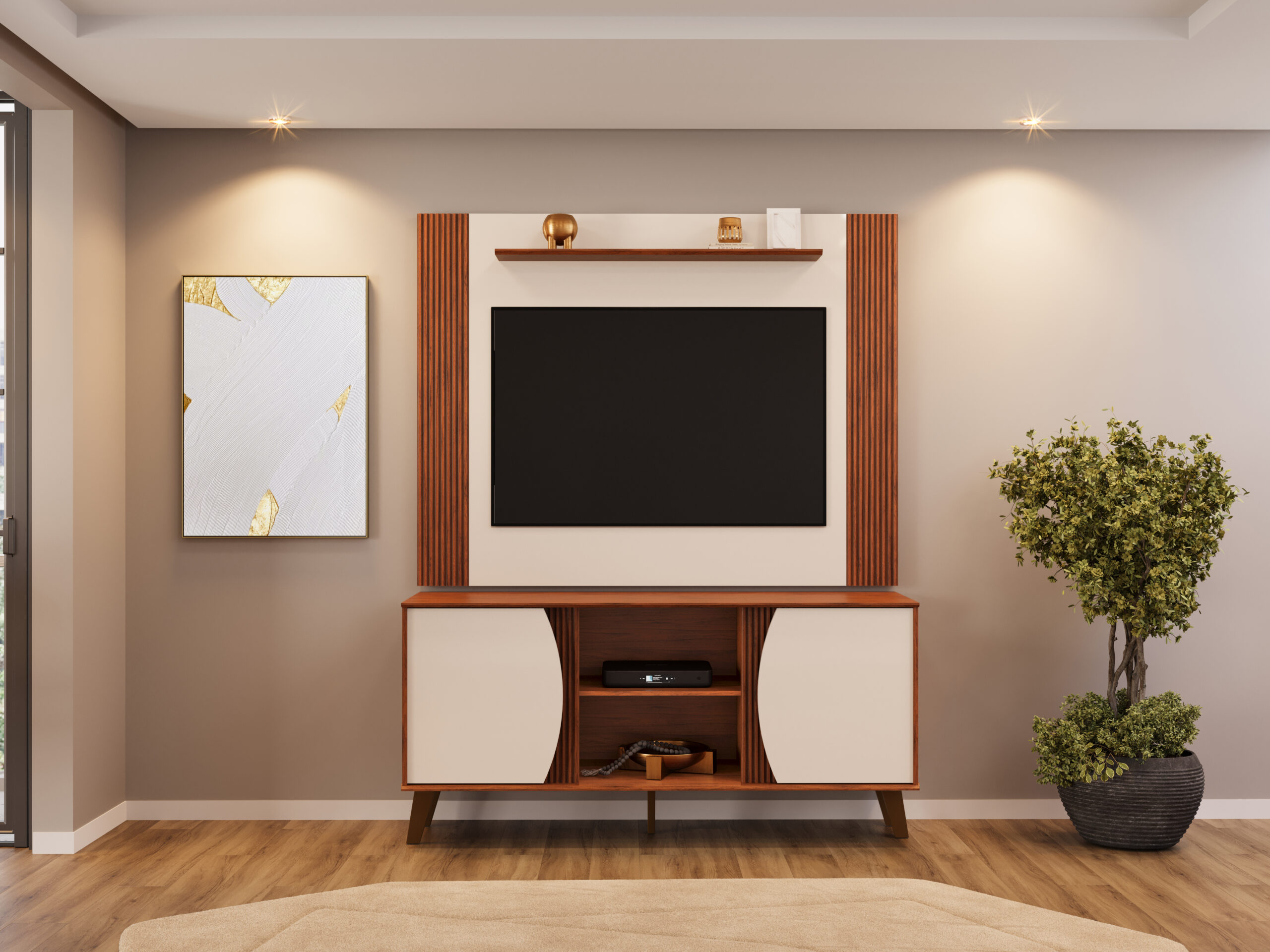 RACK COM PAINEL 2 PORTAS PARA TV'S ATÉ 60" - Imagem 2