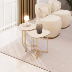 MESA LATERAL DUPLA COM PÉS DOURADOS