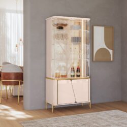 CRISTALEIRA 4 PORTAS COM LED E DETALHES DOURADOS