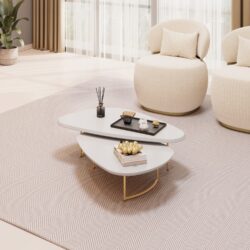 MESA DE CENTRO DUPLA COM PÉS DOURADOS