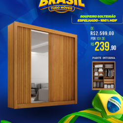 Roupeiro Solteirão Espelhado – 100% MDF