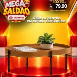 Mesa de Centro em Couro Ecológico 10x de R$79,90 sem juros