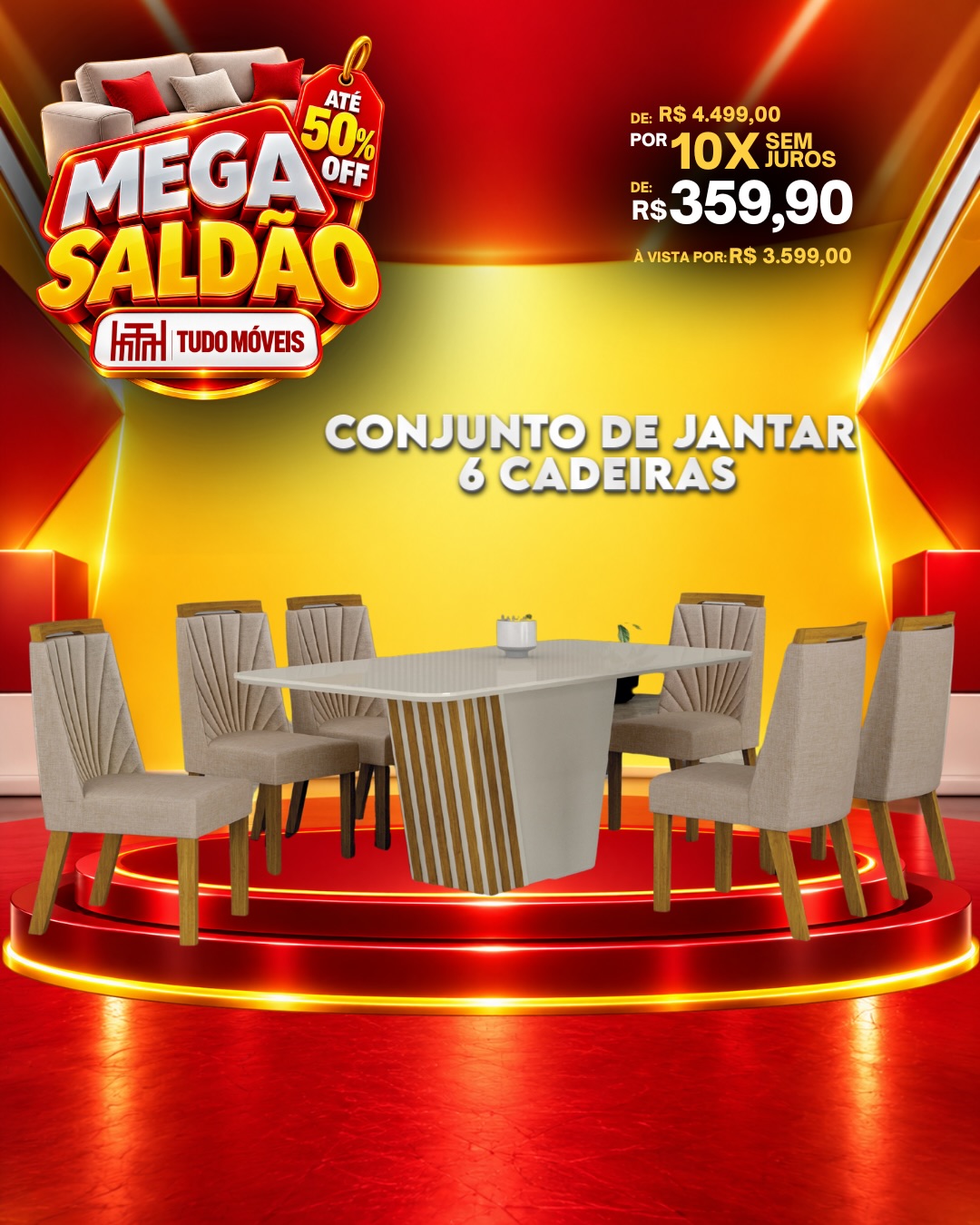 Conjunto de Jantar Mesa Canto Copo com Tampo em Vidro 10x de R$359,90 sem juros