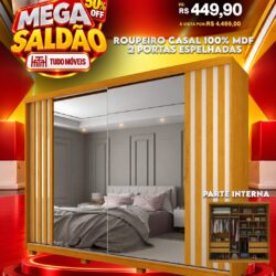 Roupeiro Casal 100% MDF 2 Portas Espelhadas Por apenas 10x de R$ 449,90 sem juros