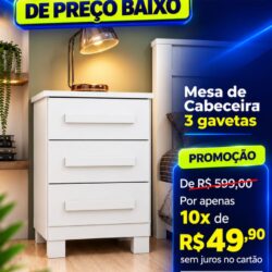 Mesa de Cabeceira Baião PROMOÇÃO De R$599,00 Por apenas *10x de R$49,90 sem juros no cartão* ou a vista por *R$499,00