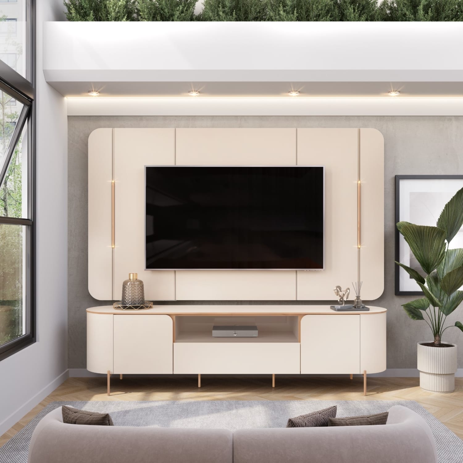 BANCADA COM PAINEL 100% MDF COM LED | PARA TV ATÉ 75” Por apenas 10x de R$289,90 sem juros no cartão ou à vista por R$2.899,00. - Imagem 2