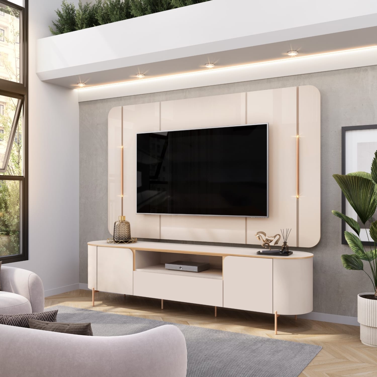 BANCADA COM PAINEL 100% MDF COM LED | PARA TV ATÉ 75” Por apenas 10x de R$289,90 sem juros no cartão ou à vista por R$2.899,00.